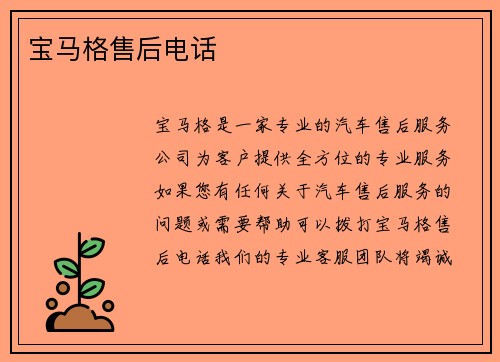 宝马格售后电话